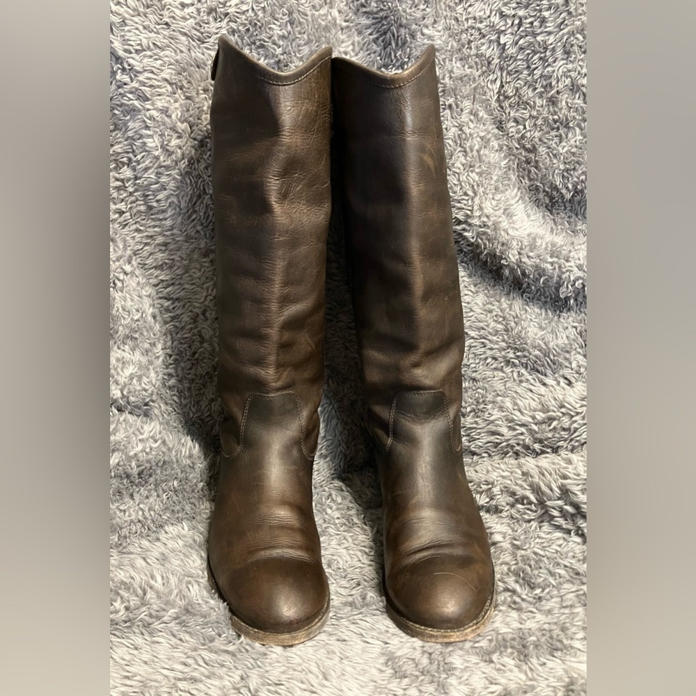 Frye Melissa Button Distressed Leather Women's Knee-High Riding Boots 6B - Picture 4 of 16